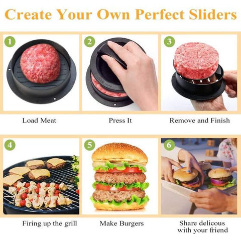 3 In 1 Burger Press Hamburger Patty Maker Slider Press Stuffed Press Burger Patties Cookery Mold