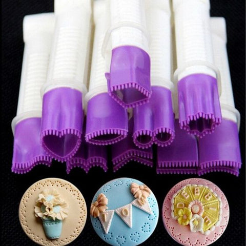 10pcs set Flower Type Lace Clip Mould Cake Cupcake Fondant Decorating  Cookie Stamp Tool