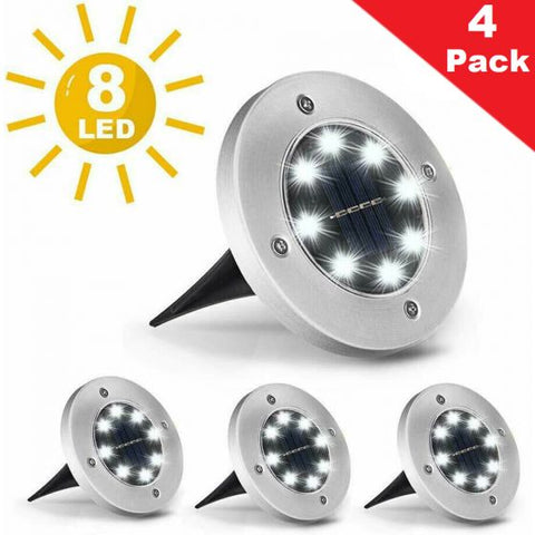 4Pcs LED Solar Powered In-Ground Lights