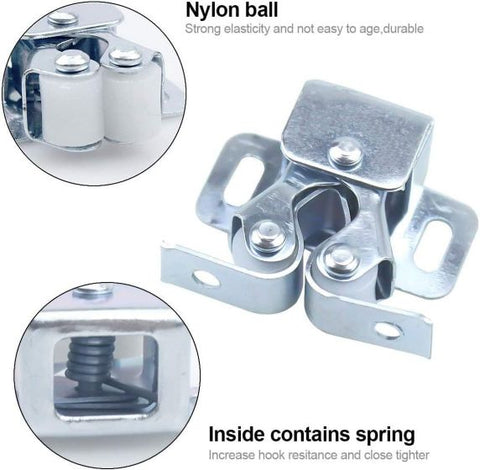 1Set Double Roller Strong Hold Cupboard Cabinet Door Catches for Home Furniture Cabinet Cupboard