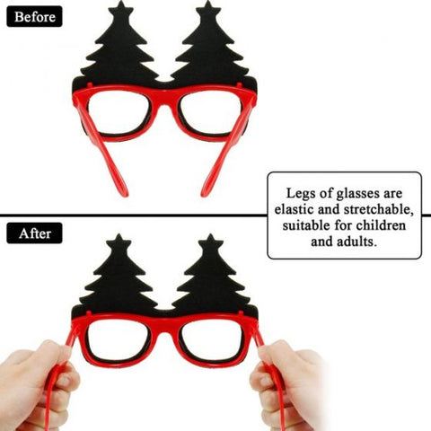 Christmas Glasses Frame Novelty Glasses Glitter Party Costume Eyeglasses for Christmas Decoration